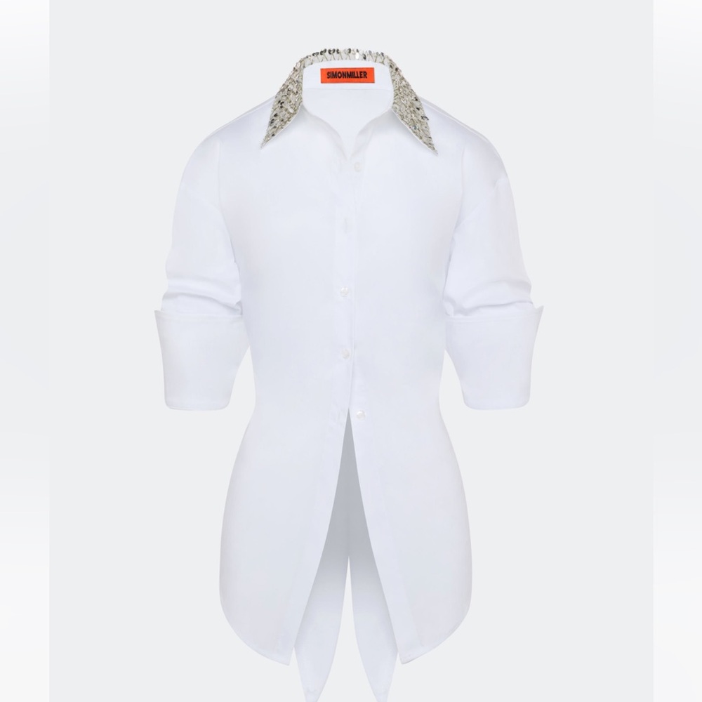 Simon Miller LOCH EMBELLISHED BUTTON UP IN MACADAMIA - Picture 5 of 6